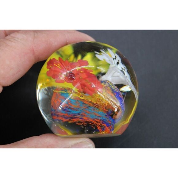 Hand Blown glass Paperweight, multi colors like coral reef. - Picture 7 of 9